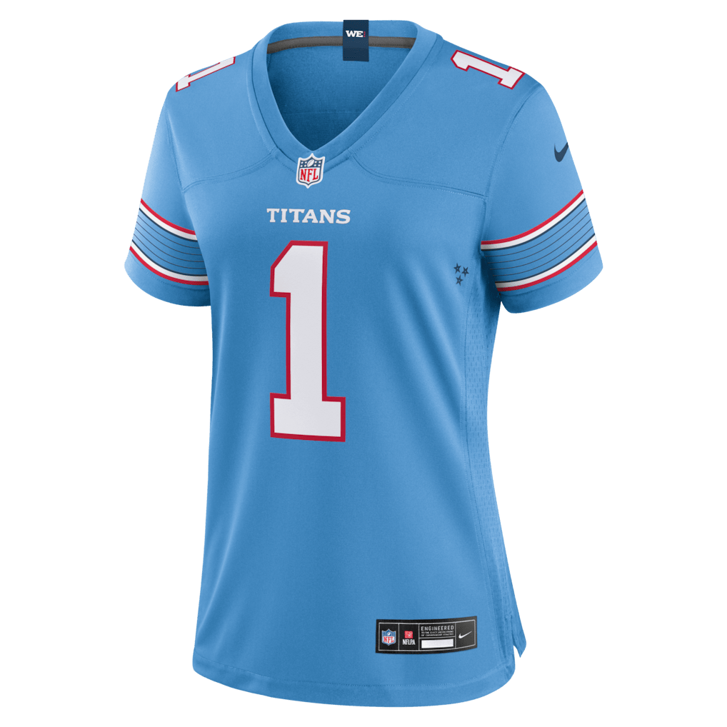 Cameron Ward 1 Tennessee Titans Women's Game Jersey - Light Blue