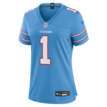 Cameron Ward 1 Tennessee Titans Women's Game Jersey - Light Blue