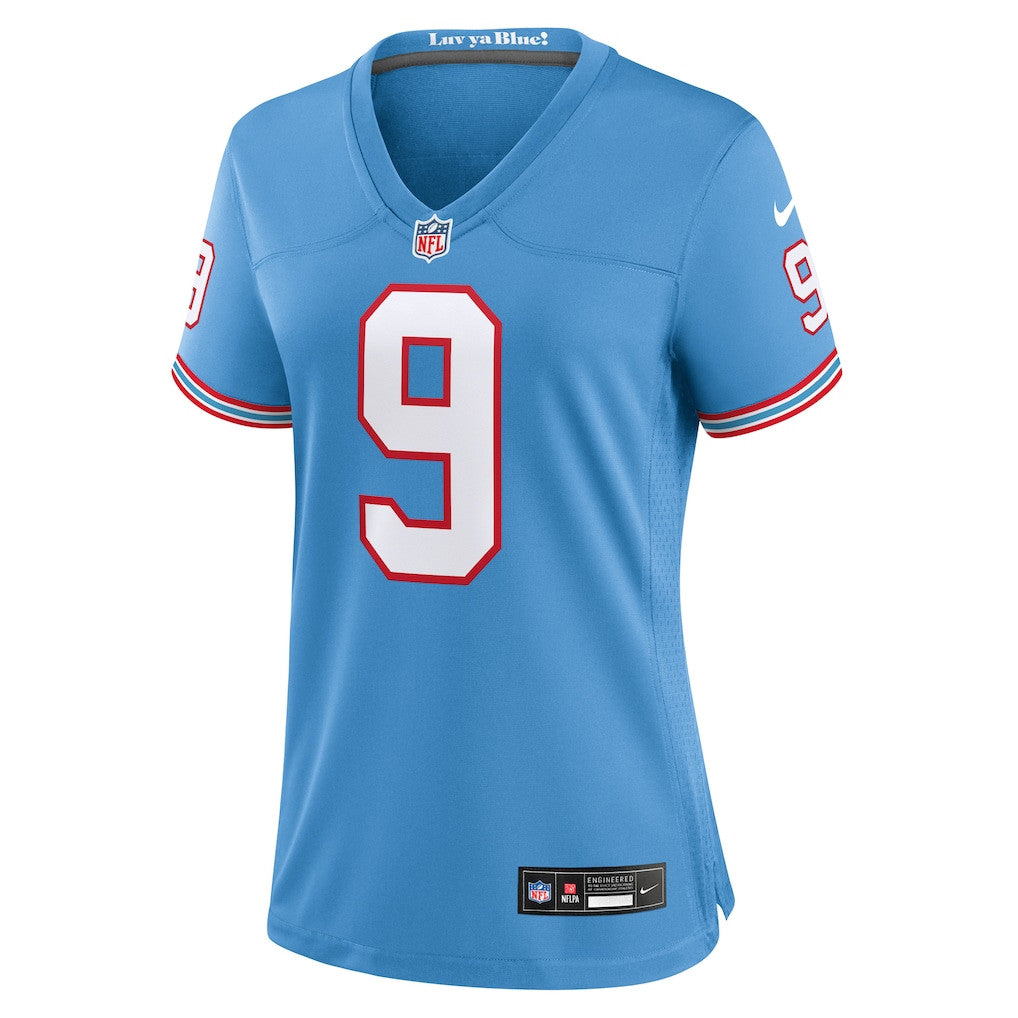 Steve McNair 9 Tennessee Titans Women's Oilers Throwback Game Jersey - Light Blue
