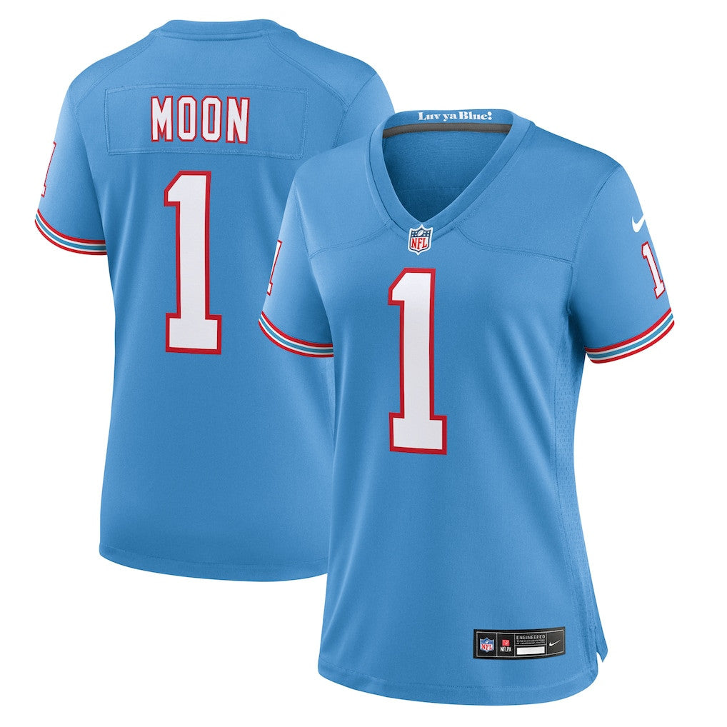 Warren Moon 1 Tennessee Titans Women's Oilers Throwback Game Jersey - Light Blue