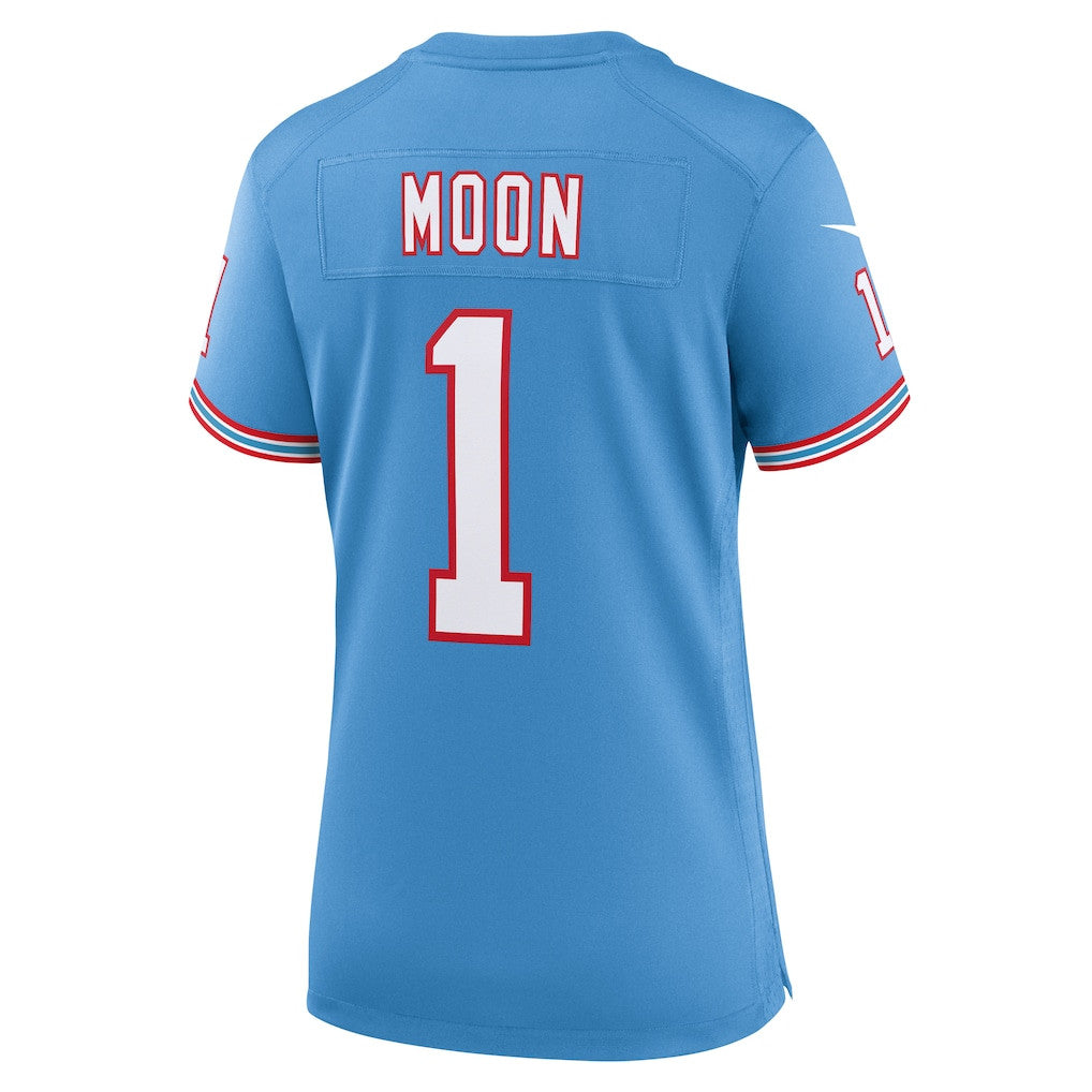 Warren Moon 1 Tennessee Titans Women's Oilers Throwback Game Jersey - Light Blue