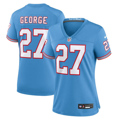 Eddie George 27 Tennessee Titans Women's Oilers Throwback Game Jersey - Light Blue
