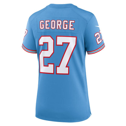 Eddie George 27 Tennessee Titans Women's Oilers Throwback Game Jersey - Light Blue