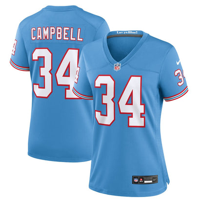 Earl Campbell 34 Tennessee Titans Women's Oilers Throwback Game Jersey - Light Blue