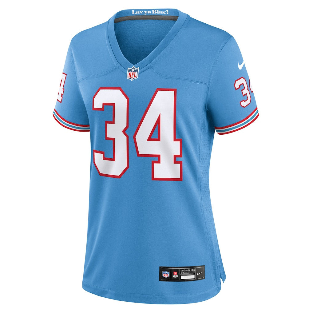 Earl Campbell 34 Tennessee Titans Women's Oilers Throwback Game Jersey - Light Blue