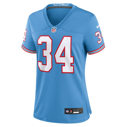 Earl Campbell 34 Tennessee Titans Women's Oilers Throwback Game Jersey - Light Blue