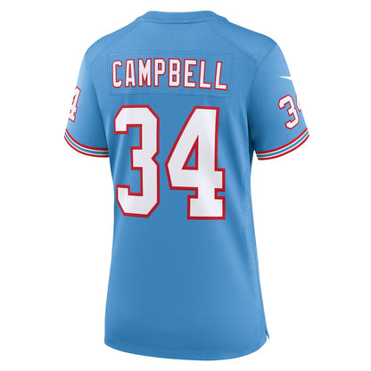 Earl Campbell 34 Tennessee Titans Women's Oilers Throwback Game Jersey - Light Blue