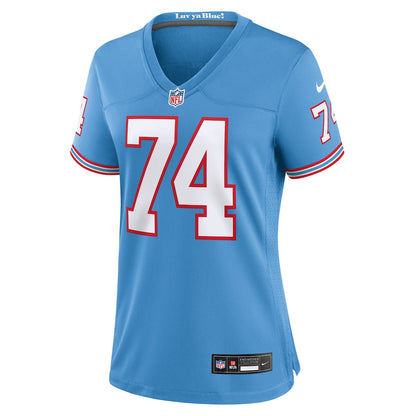 Bruce Matthews 74 Tennessee Titans Women's Oilers Throwback Game Jersey - Light Blue