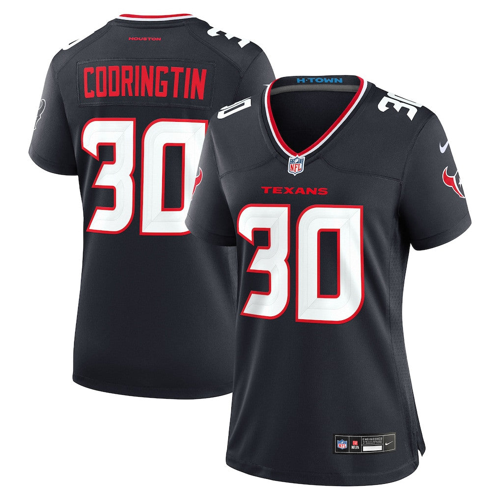 Brandon Codrington 30 Houston Texans Women's Team Game Jersey - Navy