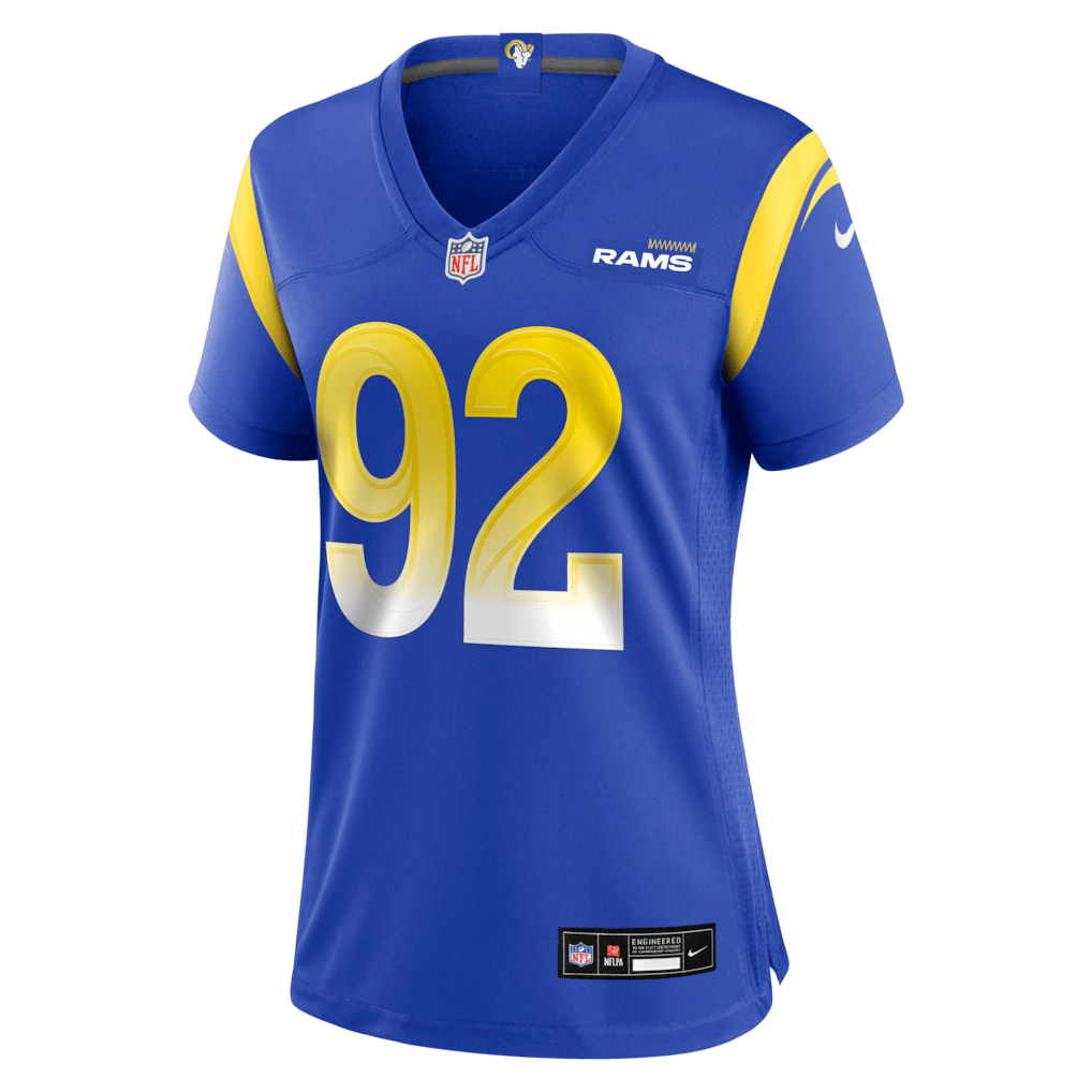 Harrison Mevis 92 Los Angeles Rams Women's Team Game Jersey - Royal