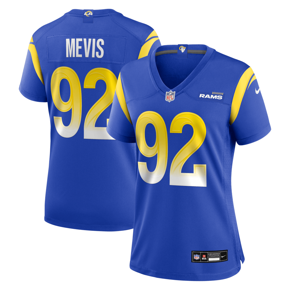 Harrison Mevis 92 Los Angeles Rams Women's Team Game Jersey - Royal