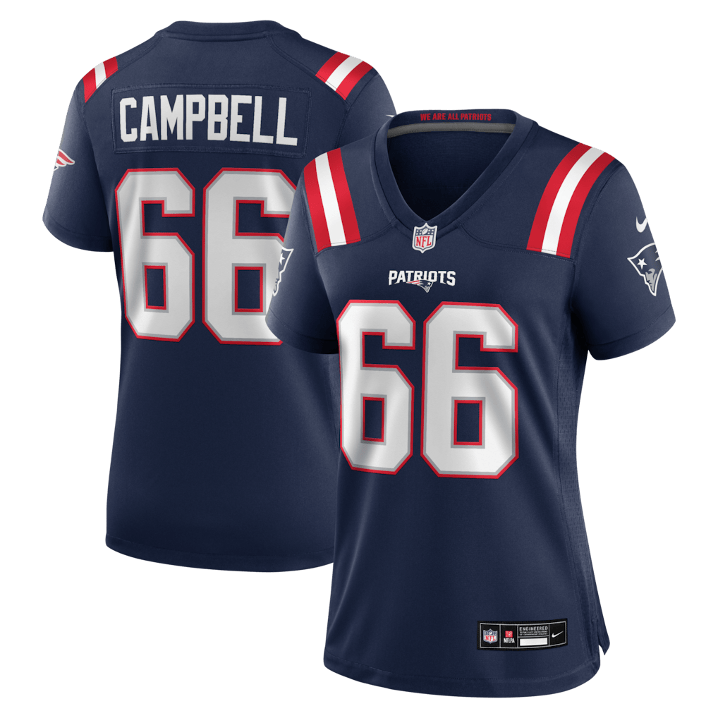 Will Campbell 66 New England Patriots Women's Team Game Jersey - Navy