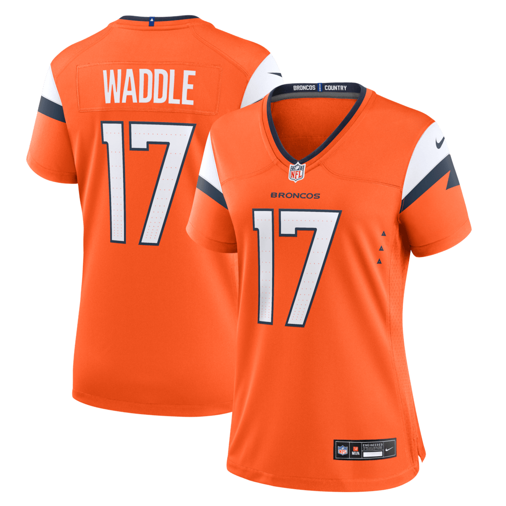Jaylen Waddle 17 Denver Broncos Women's Game Jersey - Orange