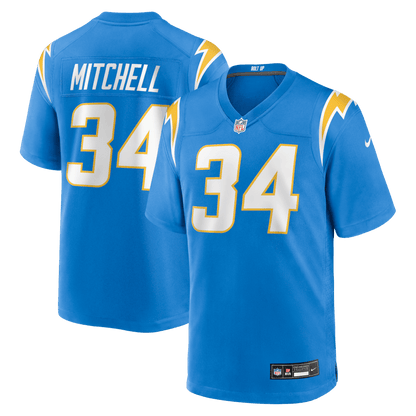 Keaton Mitchell 34 Los Angeles Chargers Team Game Men Jersey - Powder Blue