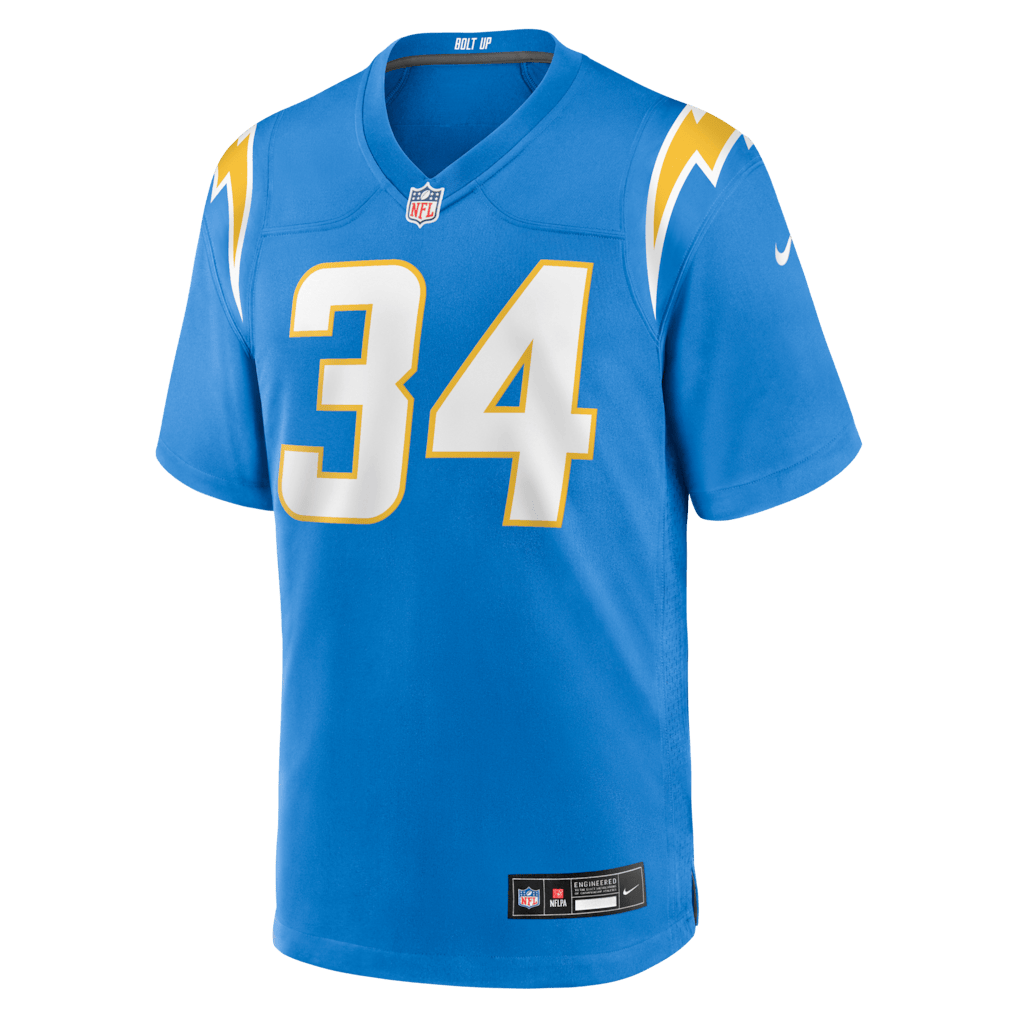 Keaton Mitchell 34 Los Angeles Chargers Team Game Men Jersey - Powder Blue