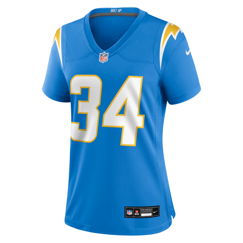 Keaton Mitchell 34 Los Angeles Chargers Women's Team Game Jersey - Powder Blue