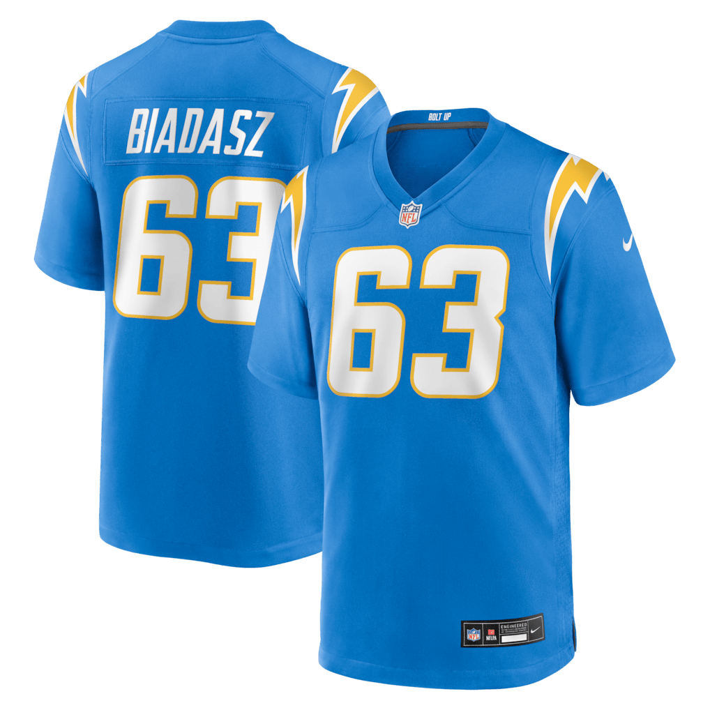 Tyler Biadasz 63 Los Angeles Chargers Team Game Men Jersey - Powder Blue
