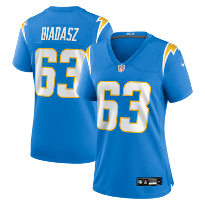 Tyler Biadasz 63 Los Angeles Chargers Women's Team Game Jersey - Powder Blue