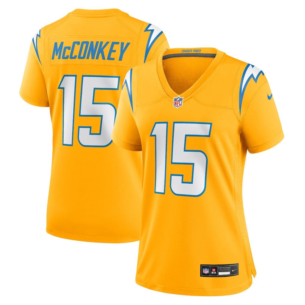 Ladd McConkey 15 Los Angeles Chargers Women's Alternate Charger Power Game Jersey - Gold