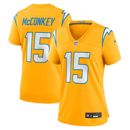 Ladd McConkey 15 Los Angeles Chargers Women's Alternate Charger Power Game Jersey - Gold