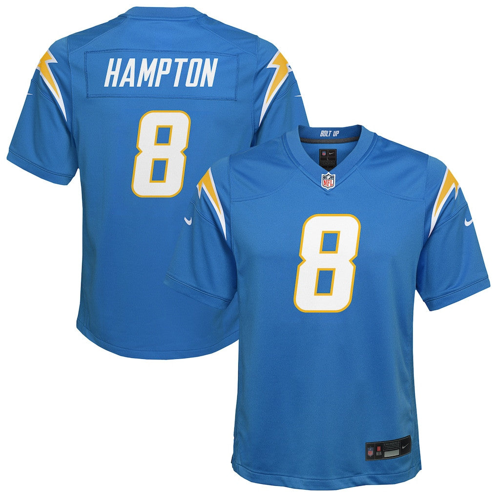 Omarion Hampton 8 Los Angeles Chargers Game YOUTH Jersey - Powder Blue