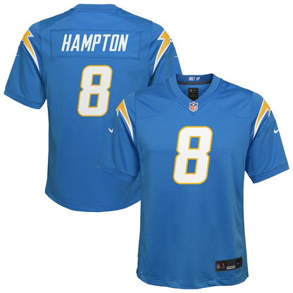 Omarion Hampton 8 Los Angeles Chargers Game YOUTH Jersey - Powder Blue