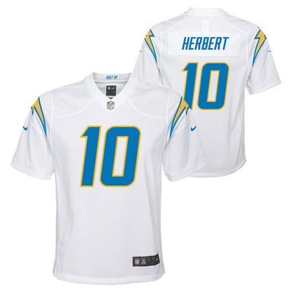 Justin Herbert 10 Los Angeles Chargers Game YOUTH Jersey - White
