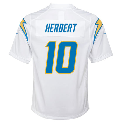 Justin Herbert 10 Los Angeles Chargers Game YOUTH Jersey - White