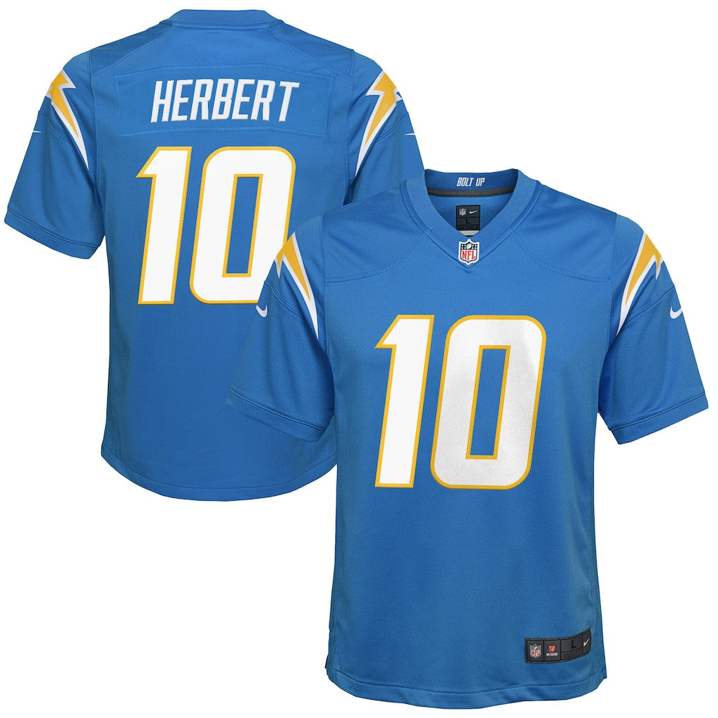 Justin Herbert 10 Los Angeles Chargers Game YOUTH Jersey - Powder Blue