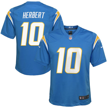 Justin Herbert 10 Los Angeles Chargers Game YOUTH Jersey - Powder Blue