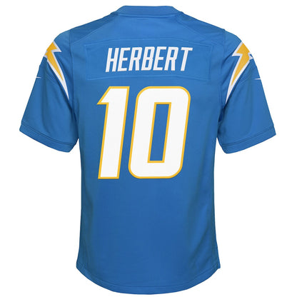 Justin Herbert 10 Los Angeles Chargers Game YOUTH Jersey - Powder Blue