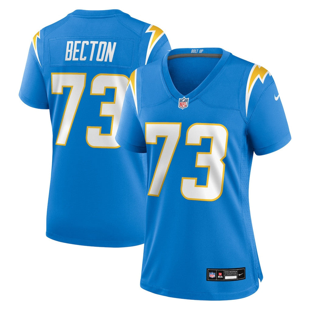 Mekhi Becton 73 Los Angeles Chargers Women's Team Game Jersey - Powder Blue