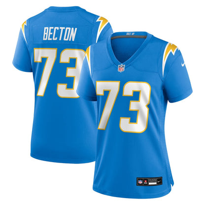 Mekhi Becton 73 Los Angeles Chargers Women's Team Game Jersey - Powder Blue