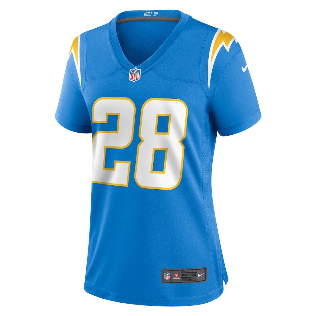 Hassan Haskins 28 Los Angeles Chargers Women's Team Game Jersey - Powder Blue