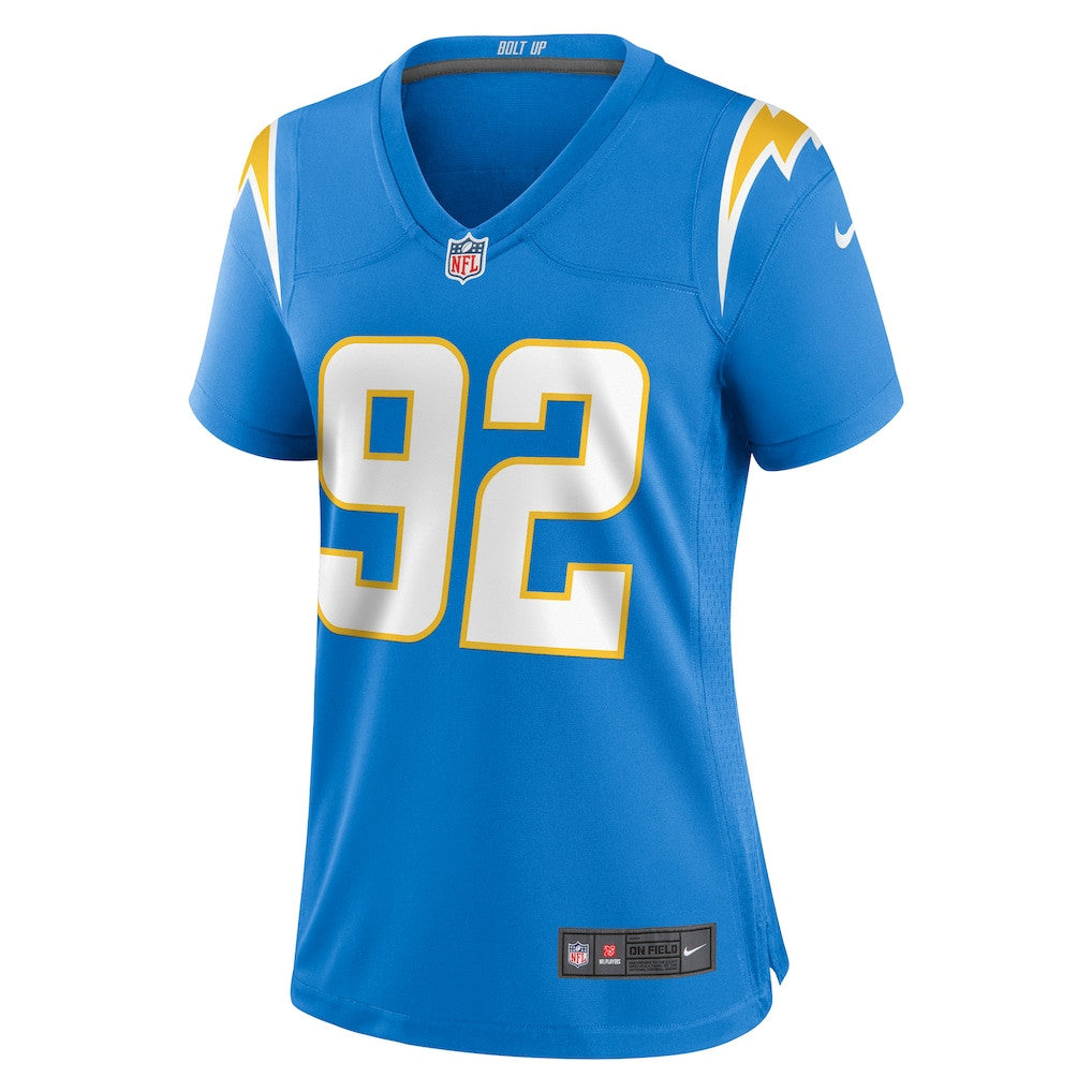 Justin Eboigbe 92 Los Angeles Chargers Women's Team Game Jersey - Powder Blue