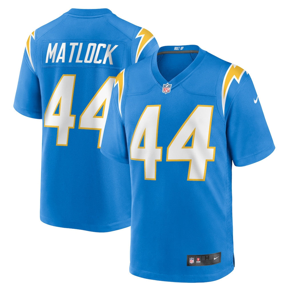 Scott Matlock 44 Los Angeles Chargers Team Game Men Jersey - Powder Blue