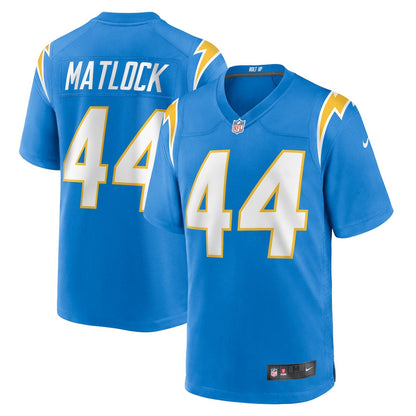 Scott Matlock 44 Los Angeles Chargers Team Game Men Jersey - Powder Blue