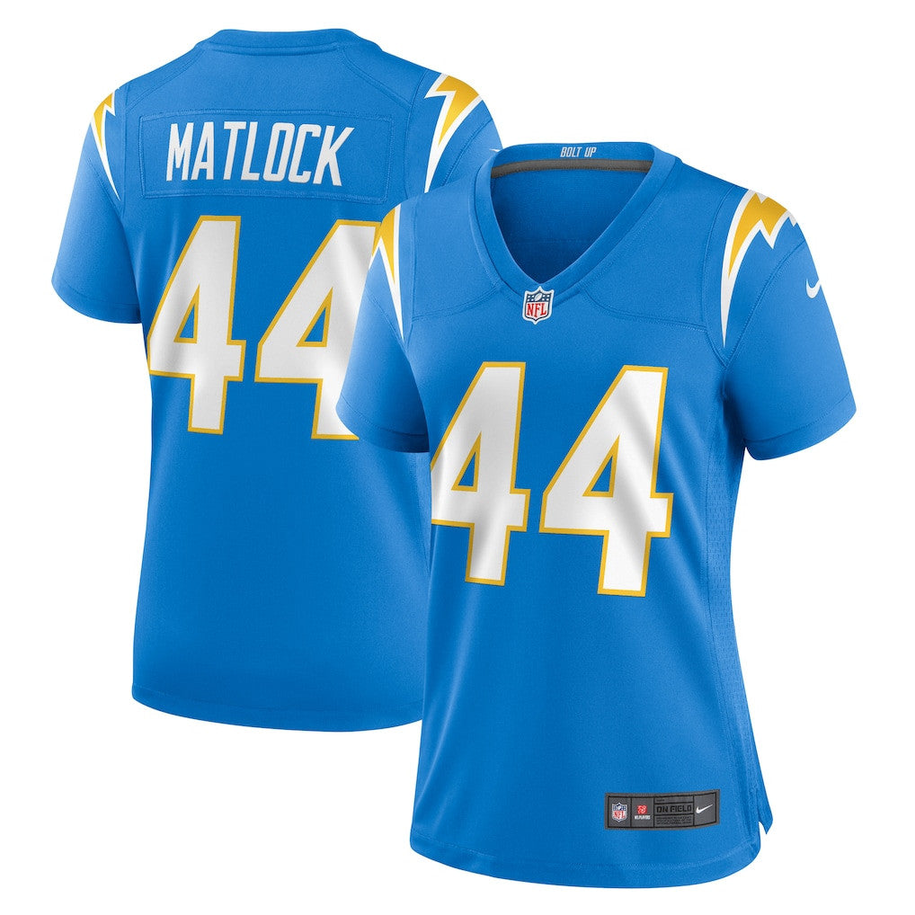 Scott Matlock 44 Los Angeles Chargers Women's Team Game Jersey - Powder Blue