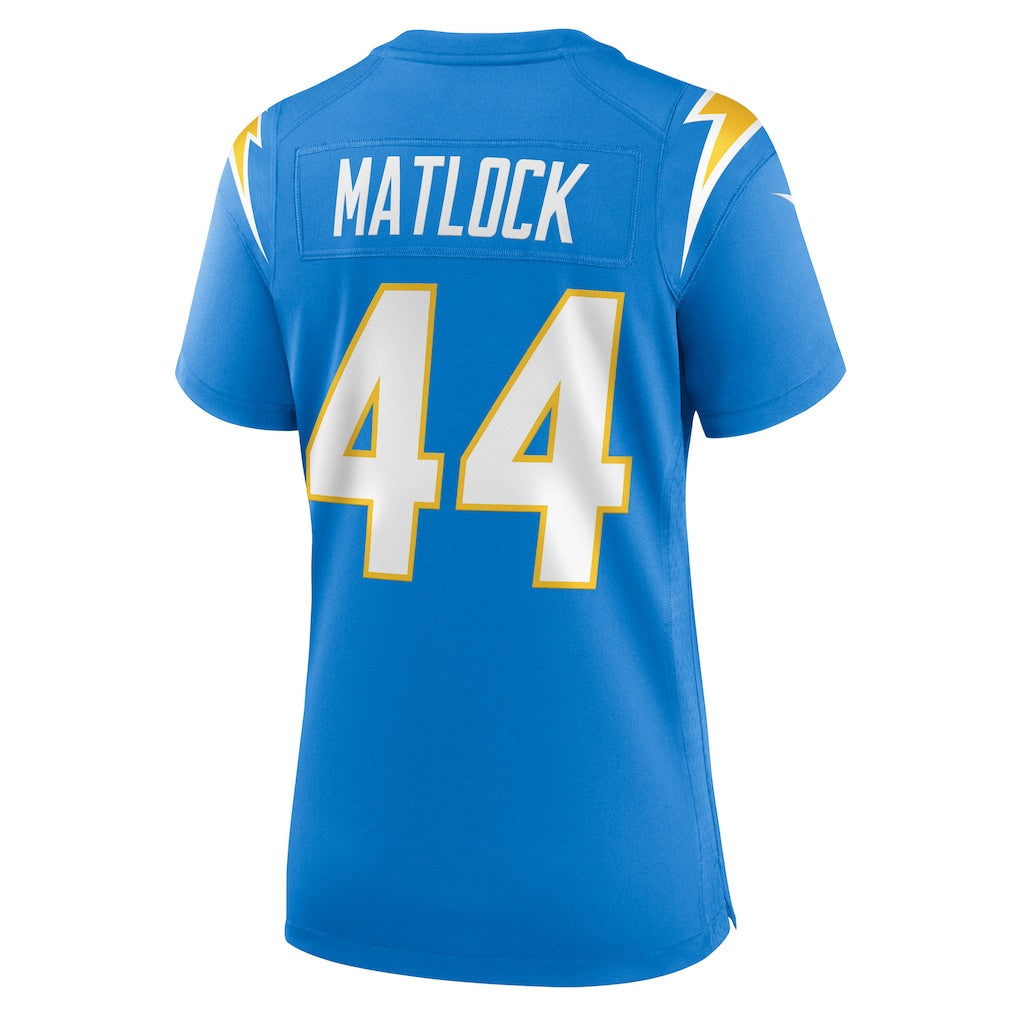 Scott Matlock 44 Los Angeles Chargers Women's Team Game Jersey - Powder Blue