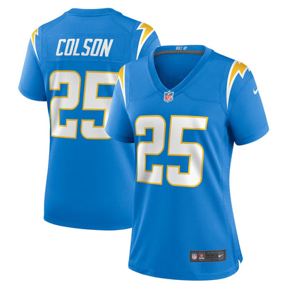 Junior Colson 25 Los Angeles Chargers Women's Team Game Jersey - Powder Blue