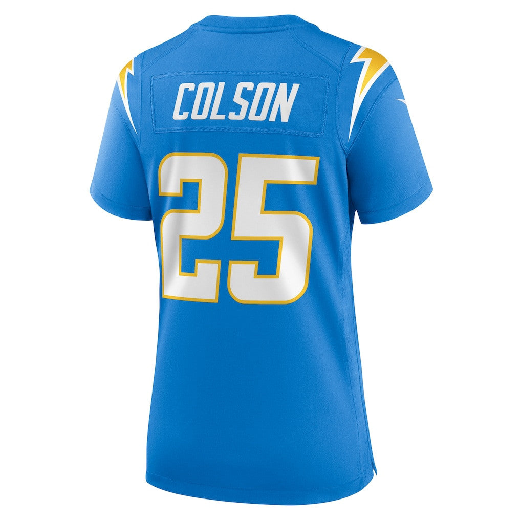 Junior Colson 25 Los Angeles Chargers Women's Team Game Jersey - Powder Blue