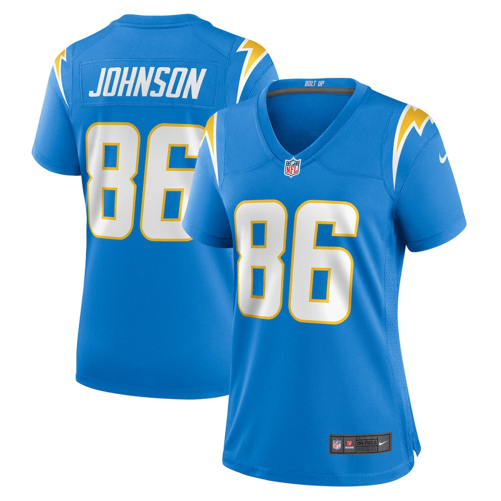 Cornelius Johnson 86 Los Angeles Chargers Women's Team Game Jersey - Powder Blue