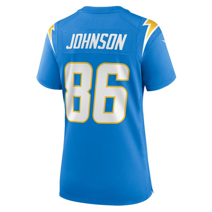 Cornelius Johnson 86 Los Angeles Chargers Women's Team Game Jersey - Powder Blue