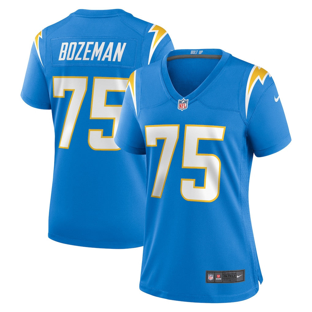 Bradley Bozeman 75 Los Angeles Chargers Women's Team Game Jersey - Powder Blue
