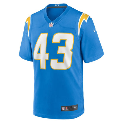 Troy Dye 43 Los Angeles Chargers Team Game Men Jersey - Powder Blue