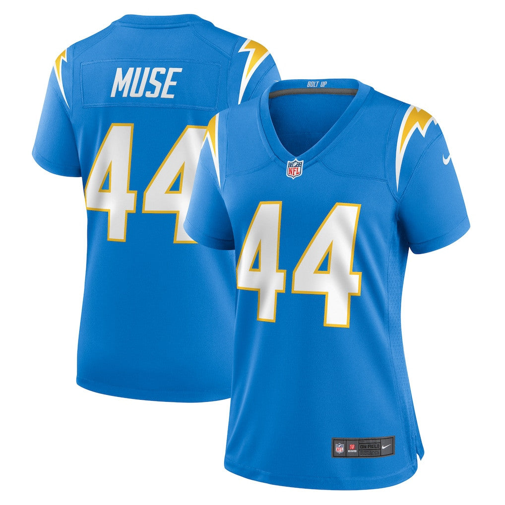 Tanner Muse 44 Los Angeles Chargers Women's Team Game Jersey - Powder Blue