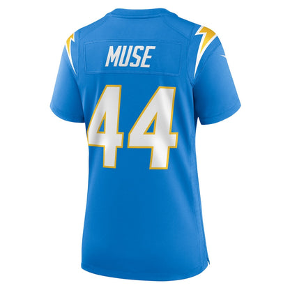 Tanner Muse 44 Los Angeles Chargers Women's Team Game Jersey - Powder Blue