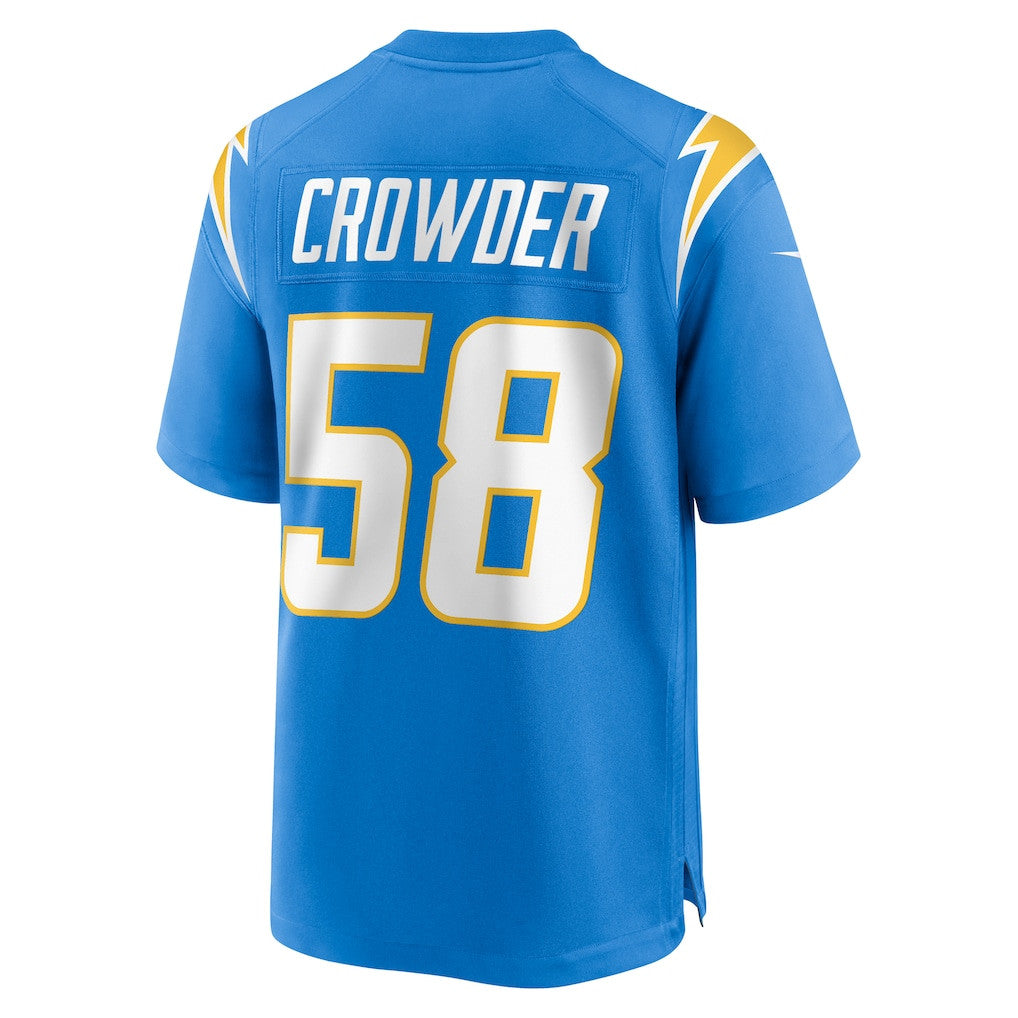 Tae Crowder 58 Los Angeles Chargers Team Game Men Jersey - Powder Blue