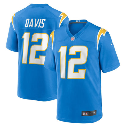 Derius Davis 12 Los Angeles Chargers Team Game Men Jersey - Powder Blue