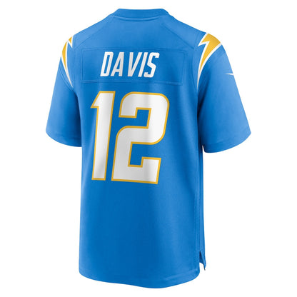 Derius Davis 12 Los Angeles Chargers Team Game Men Jersey - Powder Blue